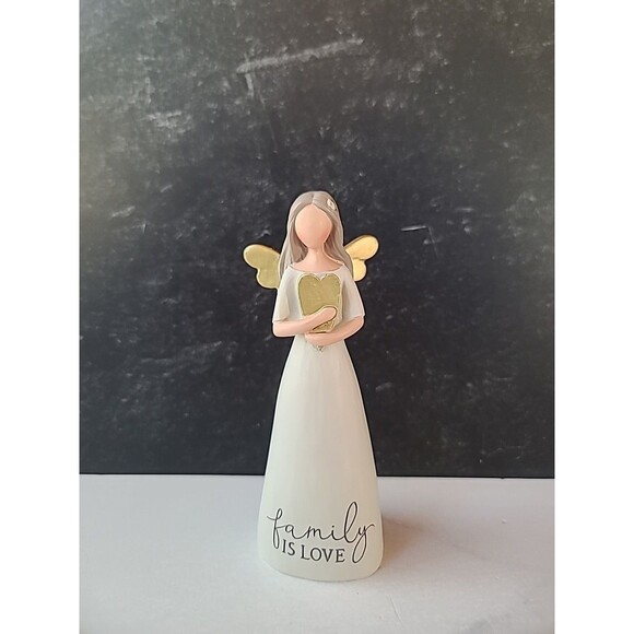 Blossom Bucket Family is Love Heart Soft Cream 6 inch Resin Stone Collectible - Picture 1 of 10